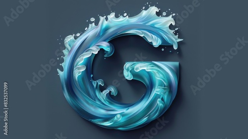 Water waves forming the shape of the letter G, suitable for graphic design projects