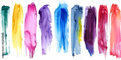 a group of colorful paint strokes on a white background