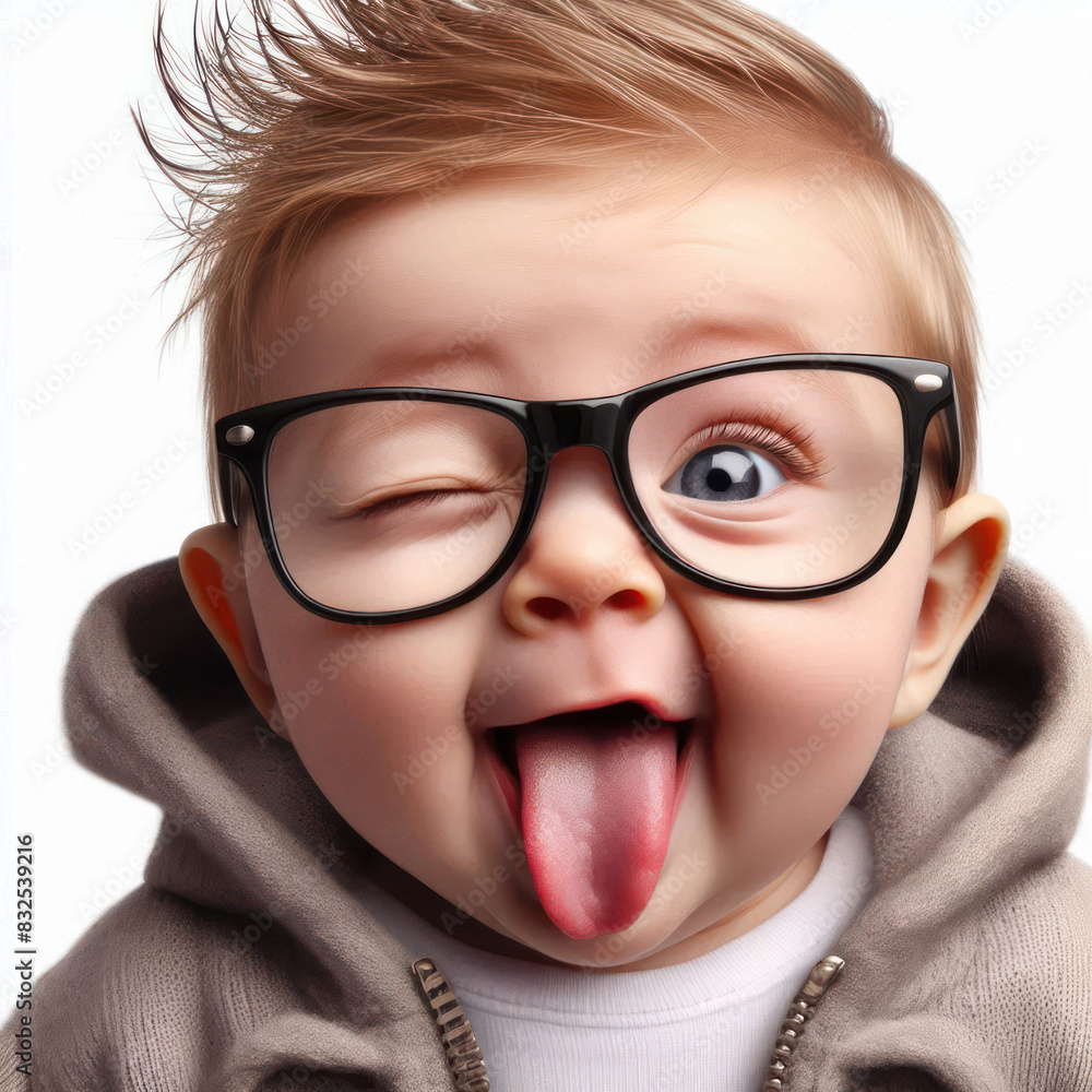 funny baby winking and sticking out tongue Isolated on white background funny baby winking and sticking out tongue Isolated on white background