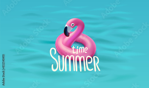 Summer timer flamingo, summer holiday at sea. Vector illustration