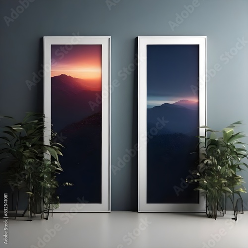 Two Vertical Poster Mockup Media Template Frame Mockup - Modern Display for Graphic Design and Advertising
