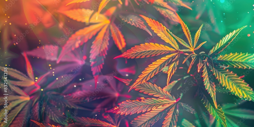 Multicolored Marijuana Leaves Multicolored Marijuana Leaves