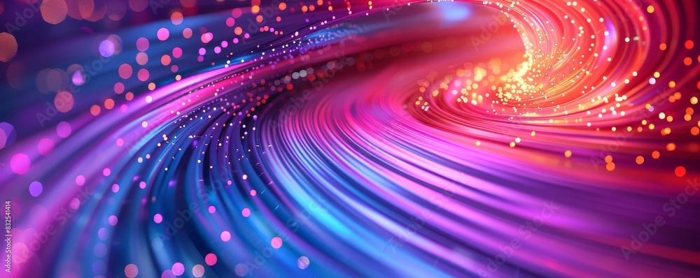 Fototapeta premium Abstract digital technology with a futuristic tunnel, neon lights, and a speed of light effect