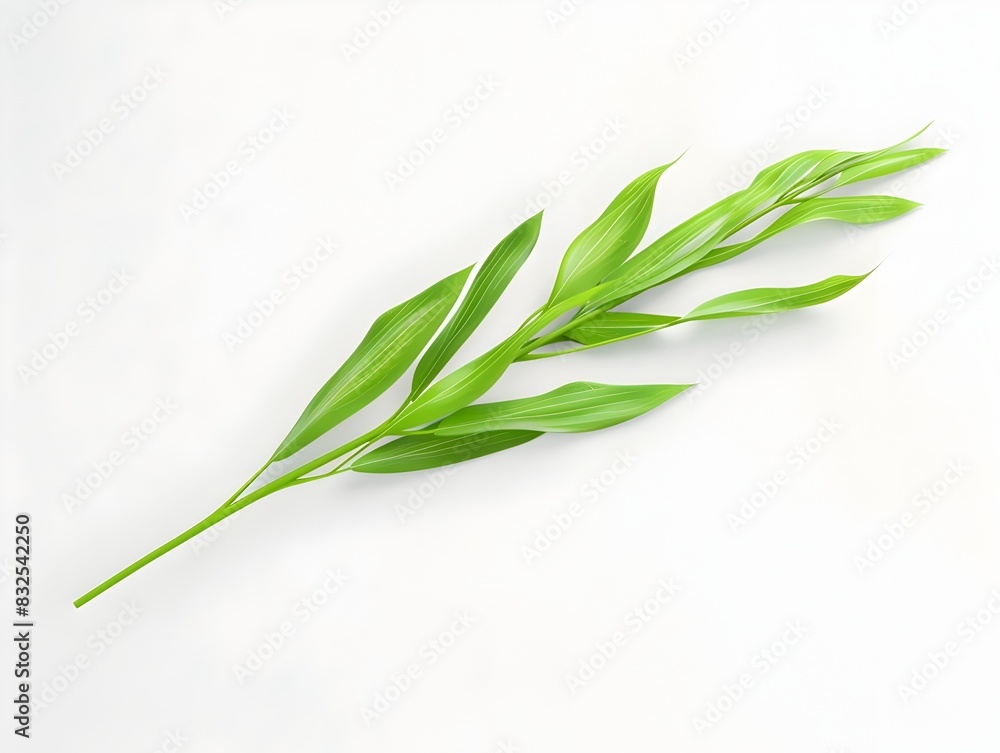 Slender Willow Leaf A Minimalist D of a Tranquil Plant on a White Background Slender Willow Leaf A Minimalist D of a Tranquil Plant on a White Background
