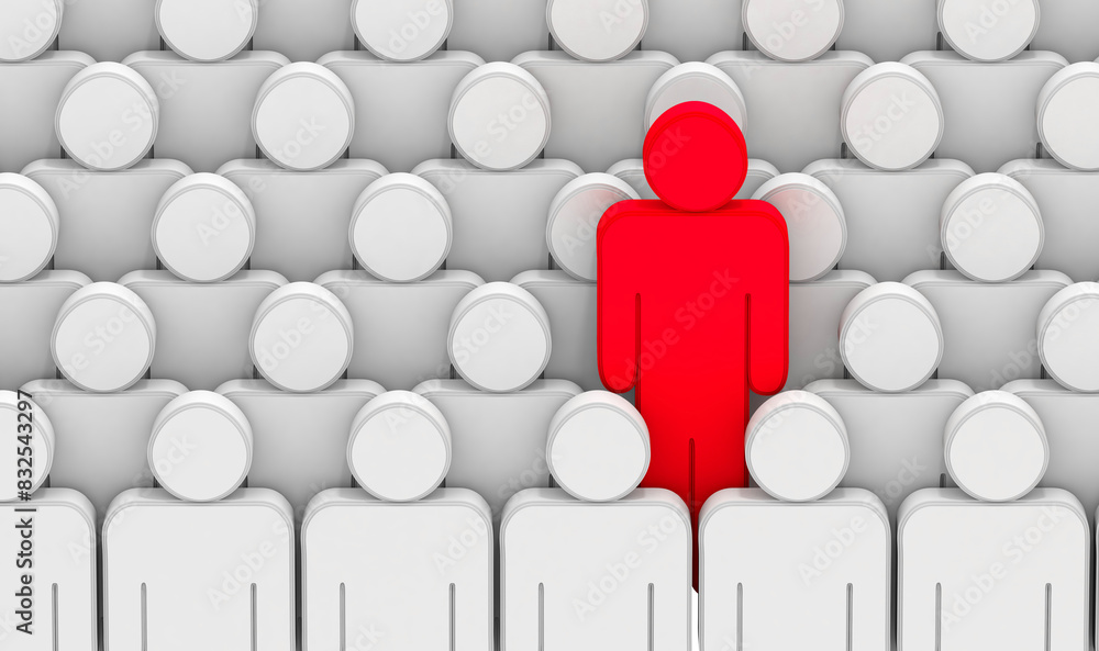 Concepto único. Imagen conceptual de diferente y genuino. Persona diferente y original entre la multitud. Concepto único. Imagen conceptual de diferente y genuino. Persona diferente y original entre la multitud.