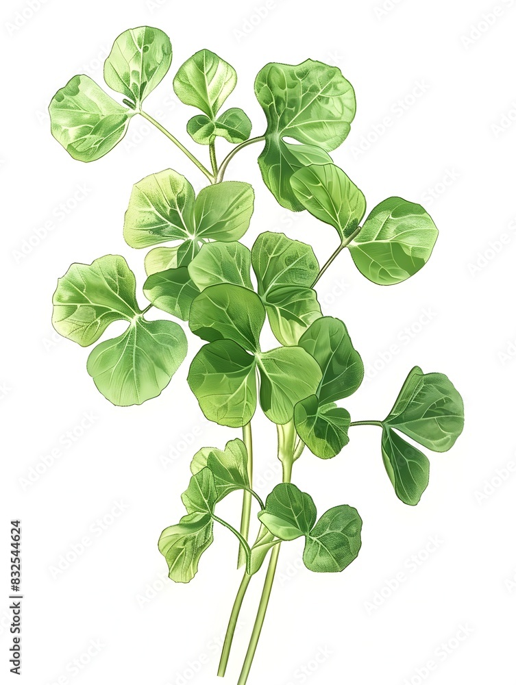 Fresh and Vibrant of Light Green Sorrel Leaves on White Background Fresh and Vibrant of Light Green Sorrel Leaves on White Background