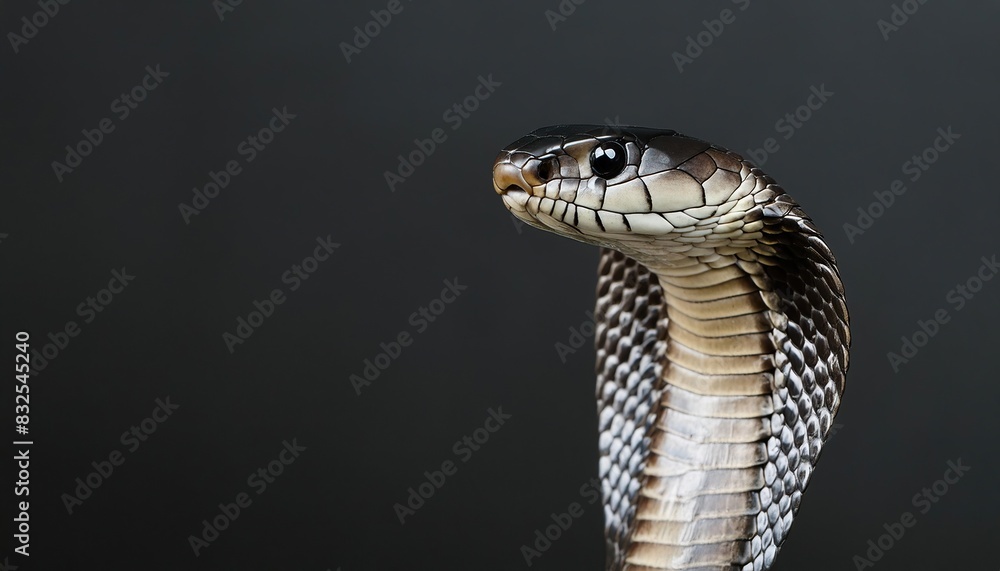 Fototapeta premium close up cobra head on black background