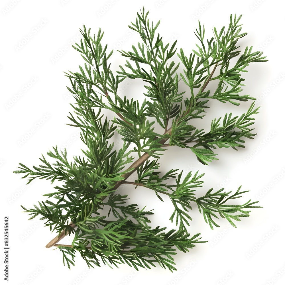 Vibrant of Juniper Leaves on White Background