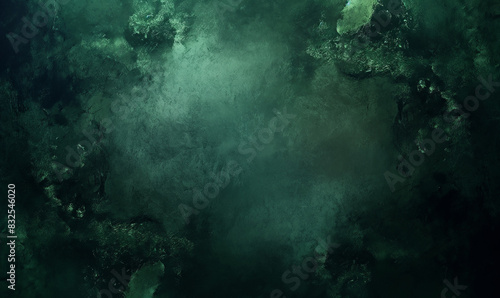 Dark green background  very dark and low light  solid color  large space for text or graphic elements  soft lighting effect
