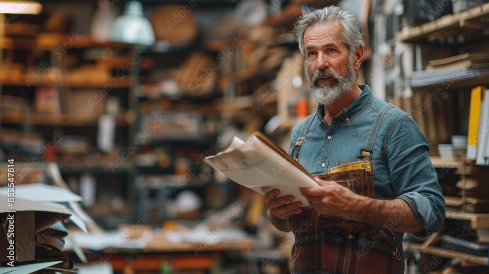 A senior business owner interacting with a customer while holding paper documents and checking bills is an example of a small business image. A senior business owner interacting with a customer while holding paper documents and checking bills is an example of a small business image.