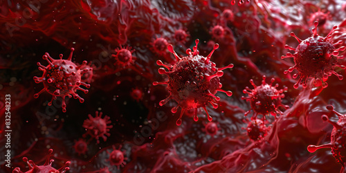 Scarlet Viral infection dynamics microscopic examination of viens of blood. photo