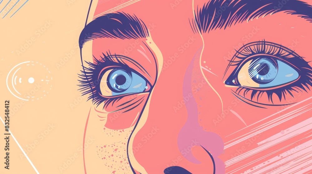 Fototapeta premium Vibrant digital illustration of a person's expressive blue eyes, conveying emotional depth and artistic artistry.