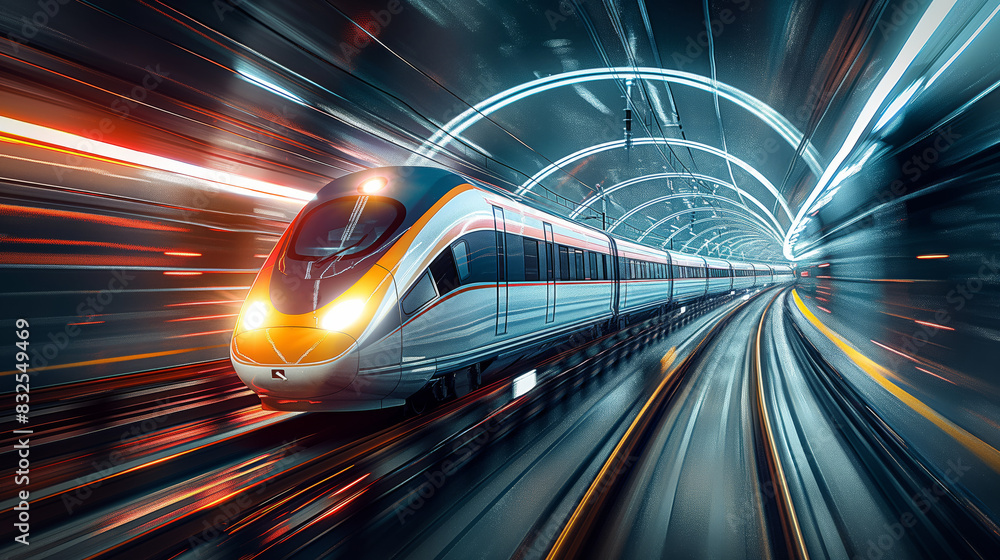 fast moving train in tunnel fast moving train in tunnel