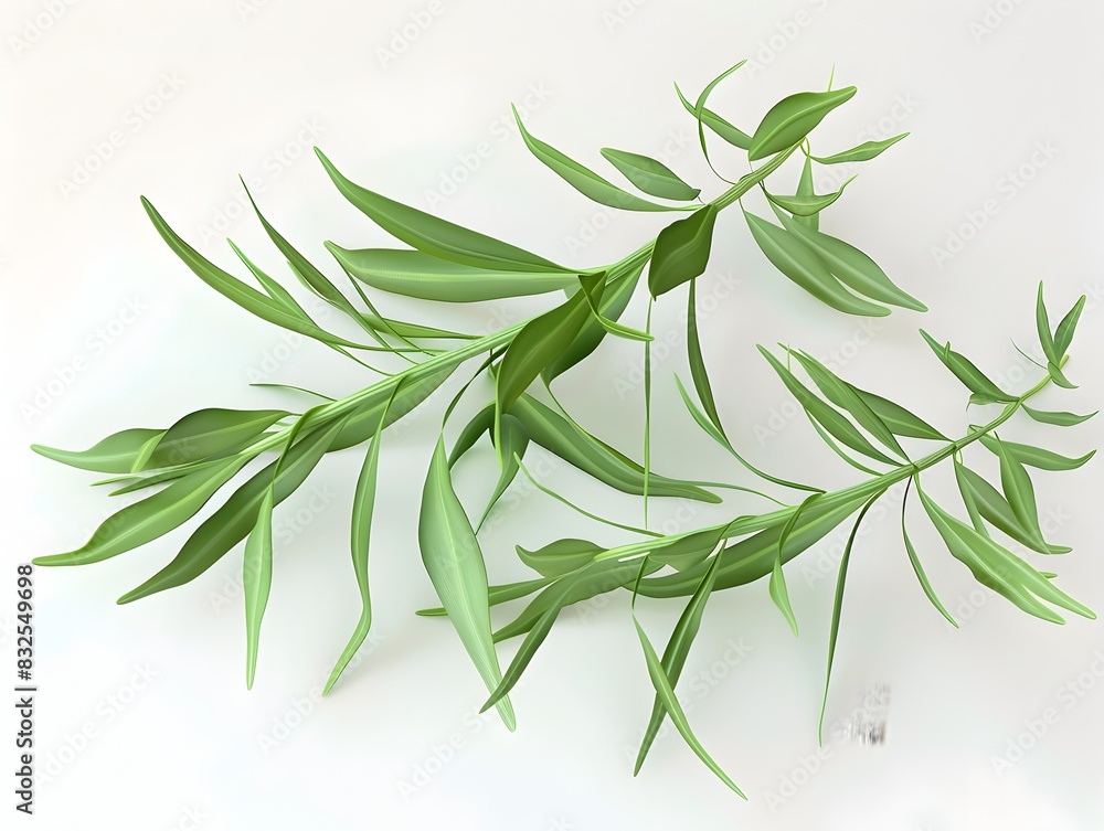 Fototapeta premium D Rendered Tarragon Leaves on White Background