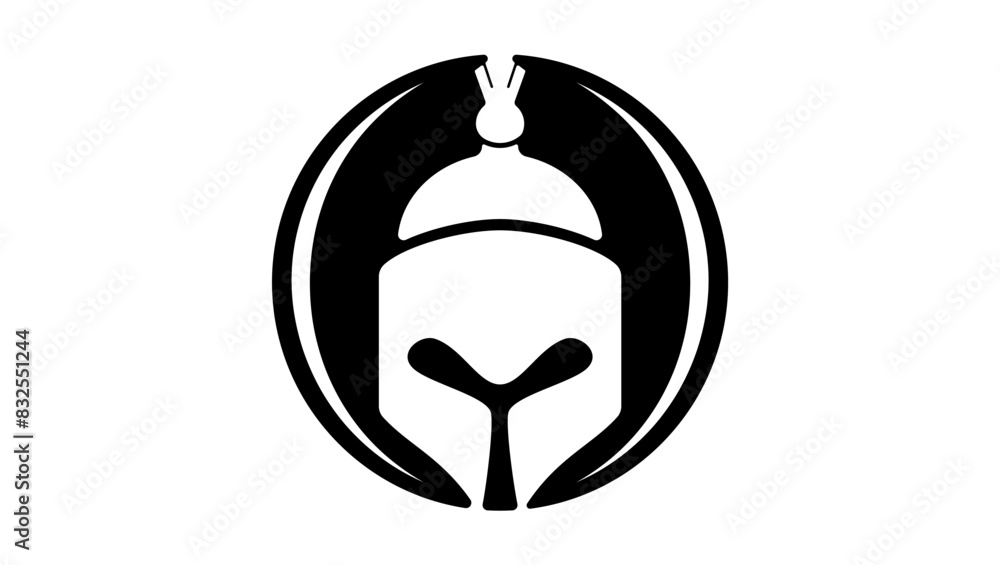 Fototapeta premium Spartan Helmet logo, black isolated silhouette