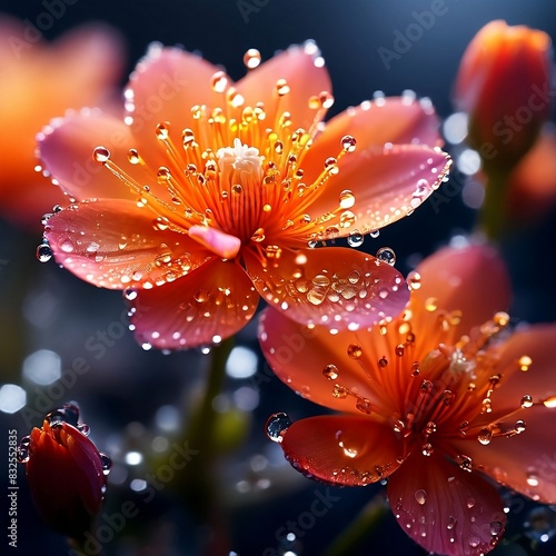 yellow flower and water drops
