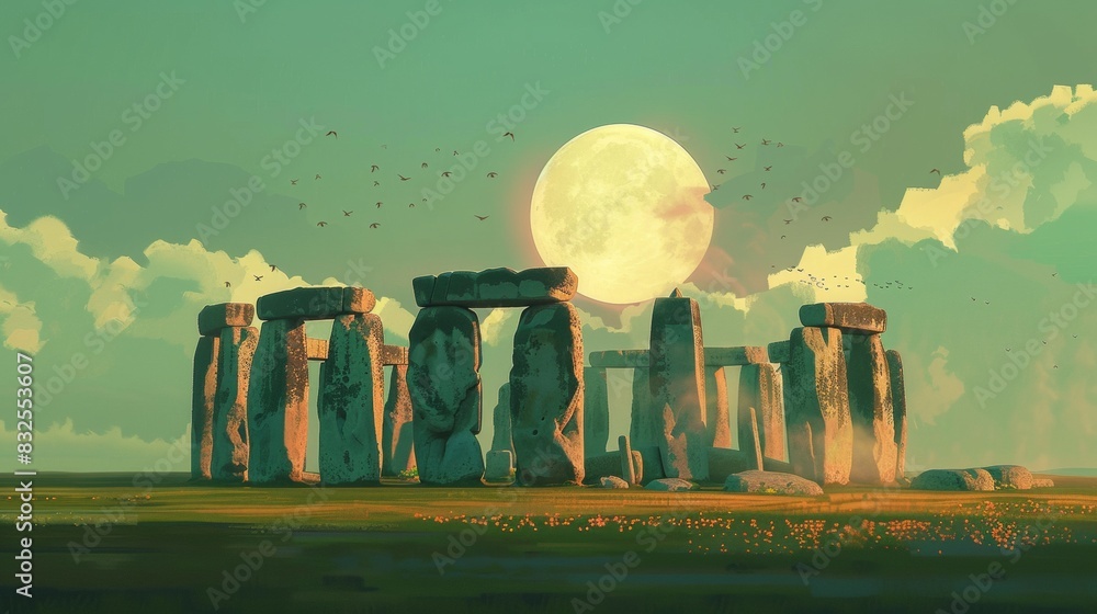 Stonehenge under the moon for travel or history themed designs ...