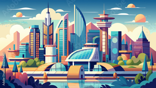 Edificios y rascacielos en una ciudad moderna