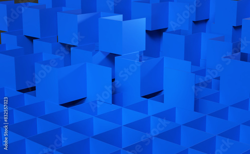 Fondo geométrico azul de diseño minimalista. Render 3d abstracto.