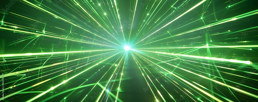 A dazzling array of vibrant green lasers, each representing a unique path to success A dazzling array of vibrant green lasers, each representing a unique path to success