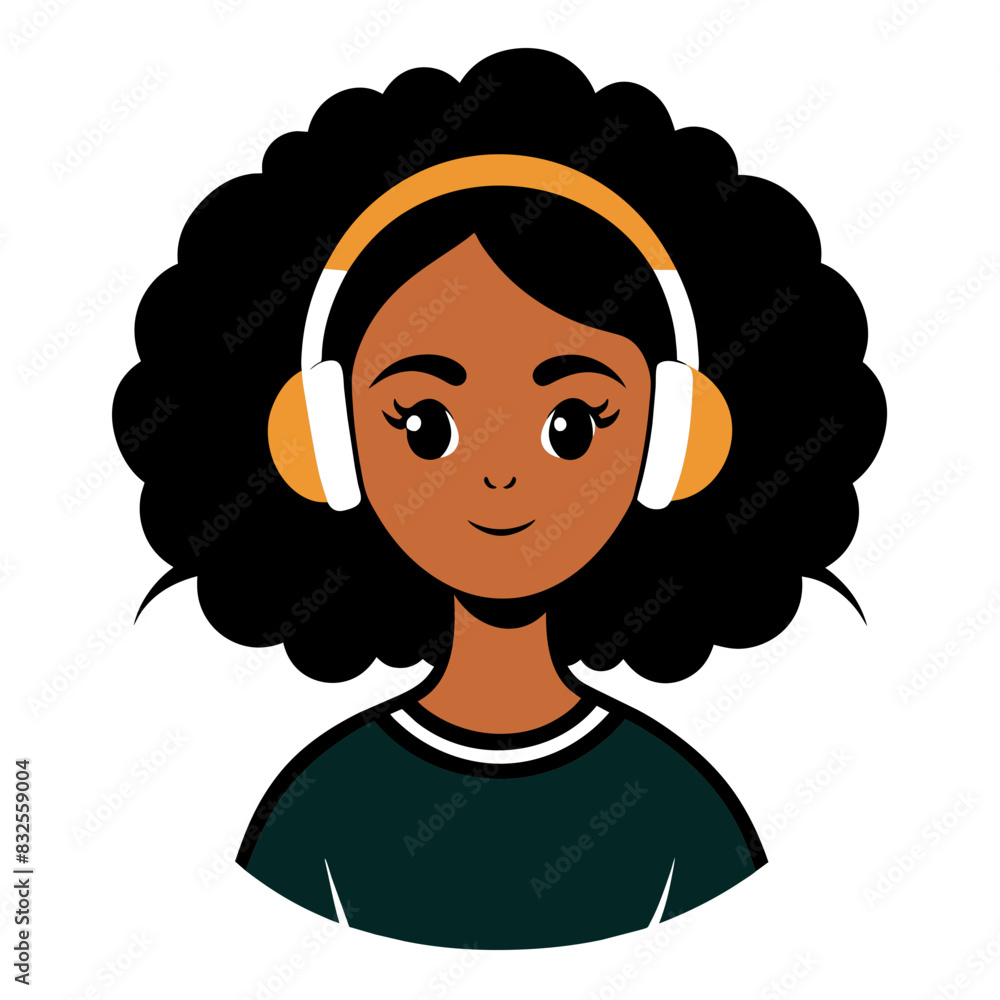 artwork for tshirt graphic of a cartoonized black girl head with ...