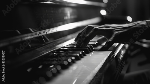 The hands on piano keys photo