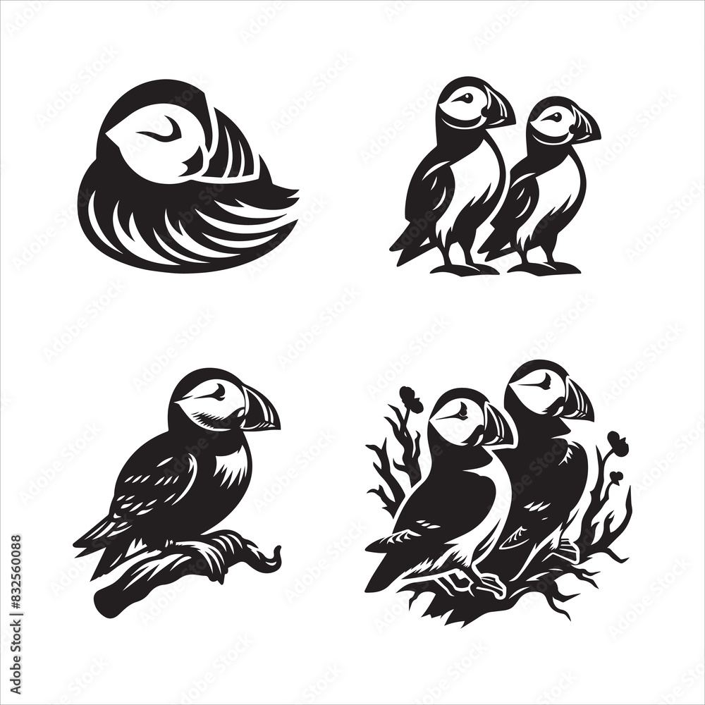 Atlantic Puffin silhouette vector icon graphic logo ai generated design Atlantic Puffin silhouette vector icon graphic logo ai generated design