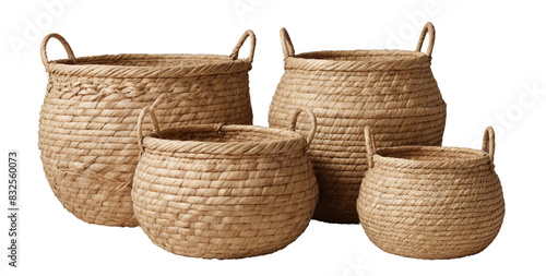 Woven Baskets, handmade wicker basket isolated on a transparent background