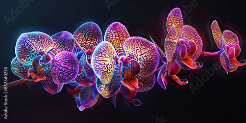 Orchid Inflorescence Development: High-resolution microscopy of orchid inflorescences, depicting floral arrangement and growth stages photo