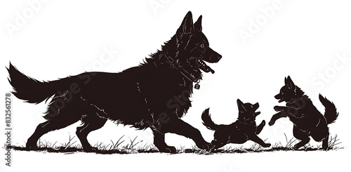 Papa Dog and his son Illustration for Fathers Day, dog png background, wallpaper