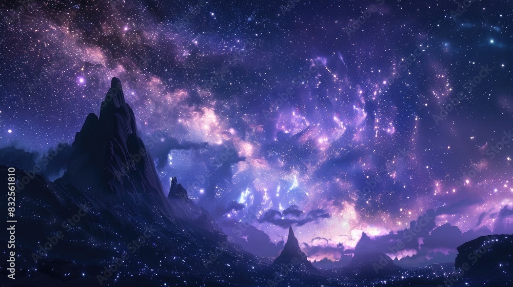 Fototapeta premium A serene night sky with the Milky Way and countless stars, perfect for stargazing and exploring the universe