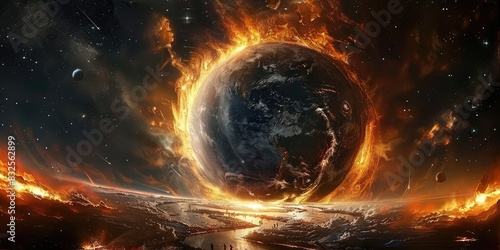 a image of a picture of a planet with a fire ring