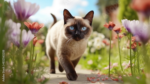 Siamese cat : Thai cats are very popular to raise. AI Generative.