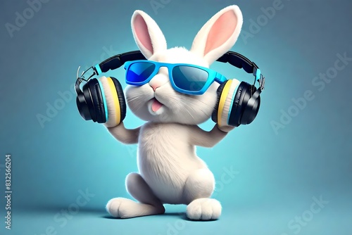 Bunny with glasses and headphones.