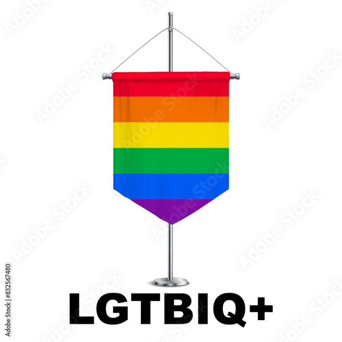 LGTBIQ+ Pride Medieval Vertical Flag Vector - Symbol of Gender Diversity with its unique grayscale palette and vibrant green accent. Perfect for inclusivity campaigns and awareness events. photo