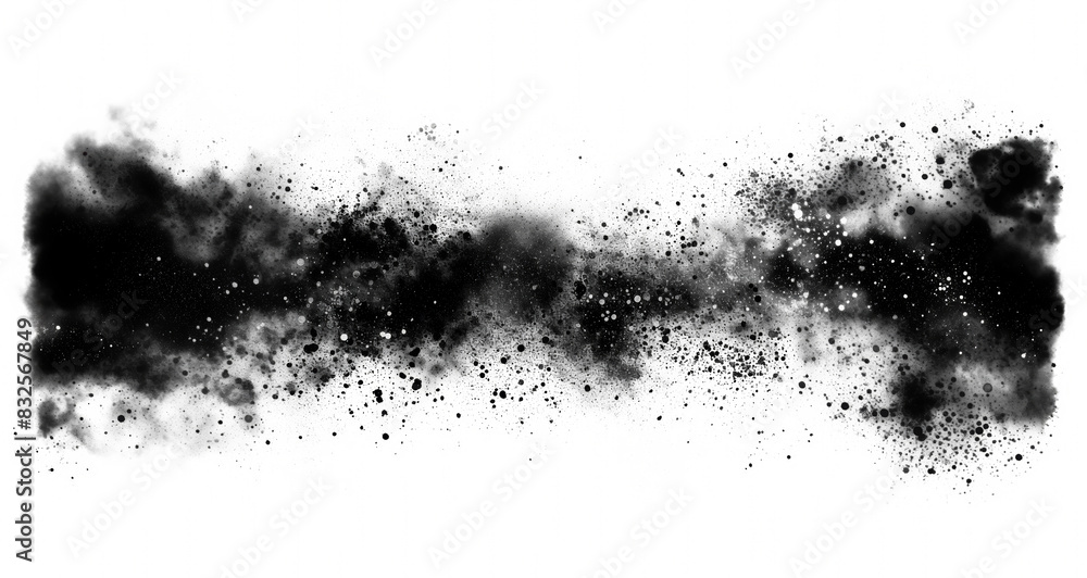 Obraz premium A black and white image of a galaxy with a lot of dust and debris. The image has a moody and mysterious feel to it, as if it is a glimpse into the unknown depths of space