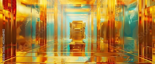 A captivating, abstract image of a golden money vault with bold, colorful bars symbolizing the security and growth of wealth.