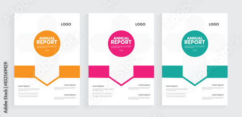 Annual report brochure cover design, modern design template, abstract shape colorful flier, leaflet, poster, and handbook design.