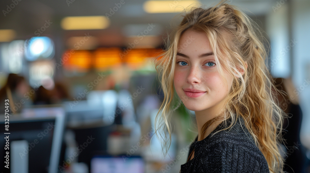 Young Woman journalist on internship Young Woman journalist on internship