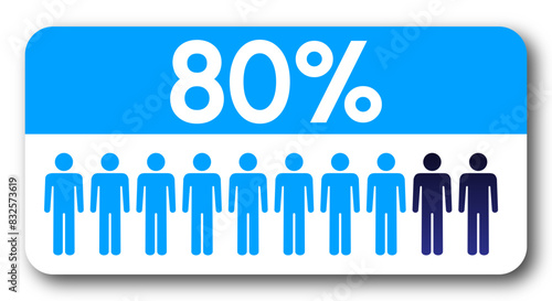 80 percent people icon vector graphic, Man pictogram concept, 80/100. Vector Male Icon and 80% Symbol