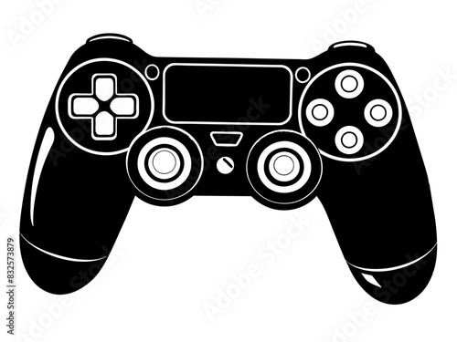A black and white drawing of a video game controller on a white background
