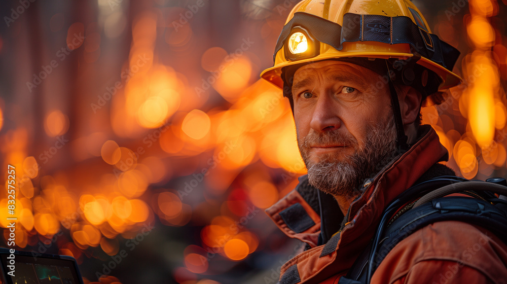A man with the profession of firefighter A man with the profession of firefighter