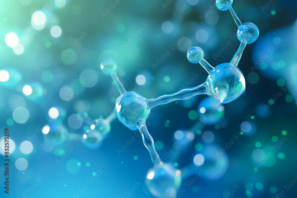 Wide angle of interconnected molecules, gradient blue and green background, scientific theme Wide angle of interconnected molecules, gradient blue and green background, scientific theme