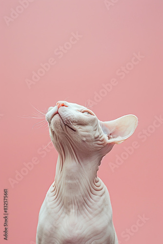 Sphynx cat on a pink background photo