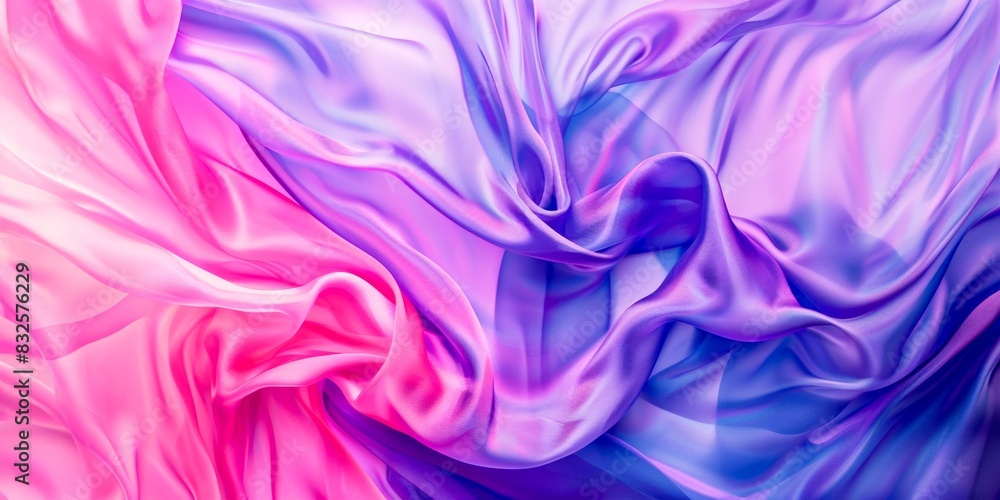 Textile folds of pink lilac violet thin fabric, fashionable background for banner design, cards, top view, place for text Textile folds of pink lilac violet thin fabric, fashionable background for banner design, cards, top view, place for text