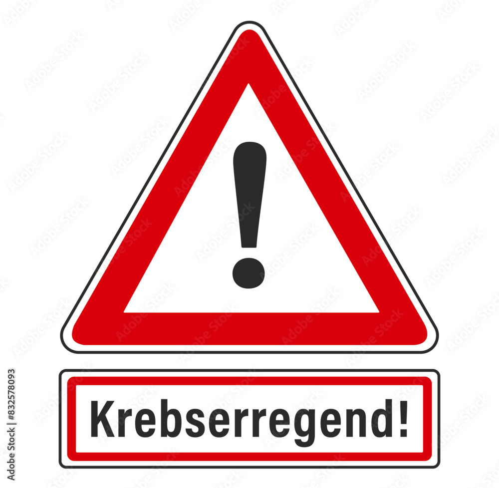 Krebserregend, Warnschild, Dreieckig, Warnhinweis, Warnzeichen Krebserregend, Warnschild, Dreieckig, Warnhinweis, Warnzeichen