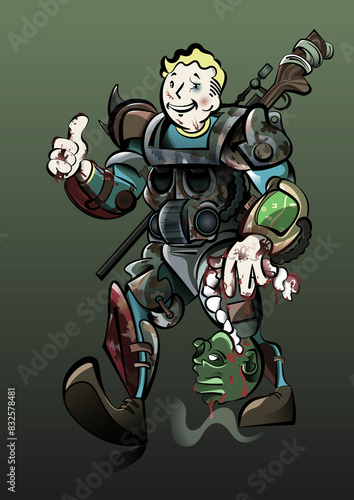 Canvas Print Vault boy inspired illustration.