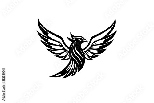 beautiful-colorful-unique-logo-type-bird-shape- black-and-white-background  vector illustration 