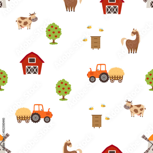 seamless pattern with farm animals