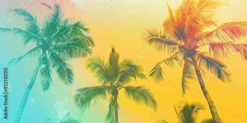 a image of a group of palm trees against a yellow sky